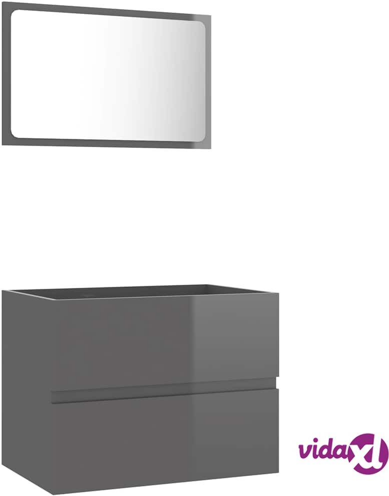 vidaXL Kaksiosainen kylpyhuoneen kalustesarja harmaa lastulevy vidaXL Kaksiosainen kylpyhuoneen kalustesarja harmaa lastulevy
