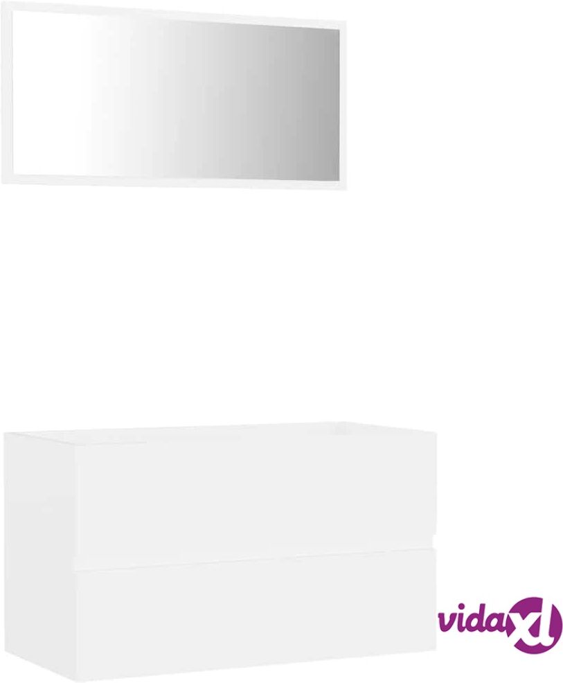 vidaXL Kaksiosainen kylpyhuoneen kalustesarja valkoinen lastulevy vidaXL Kaksiosainen kylpyhuoneen kalustesarja valkoinen lastulevy