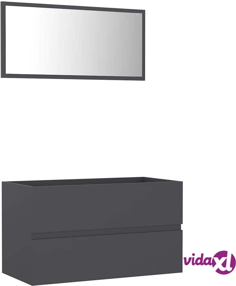 vidaXL Kaksiosainen kylpyhuoneen kalustesarja harmaa lastulevy vidaXL Kaksiosainen kylpyhuoneen kalustesarja harmaa lastulevy