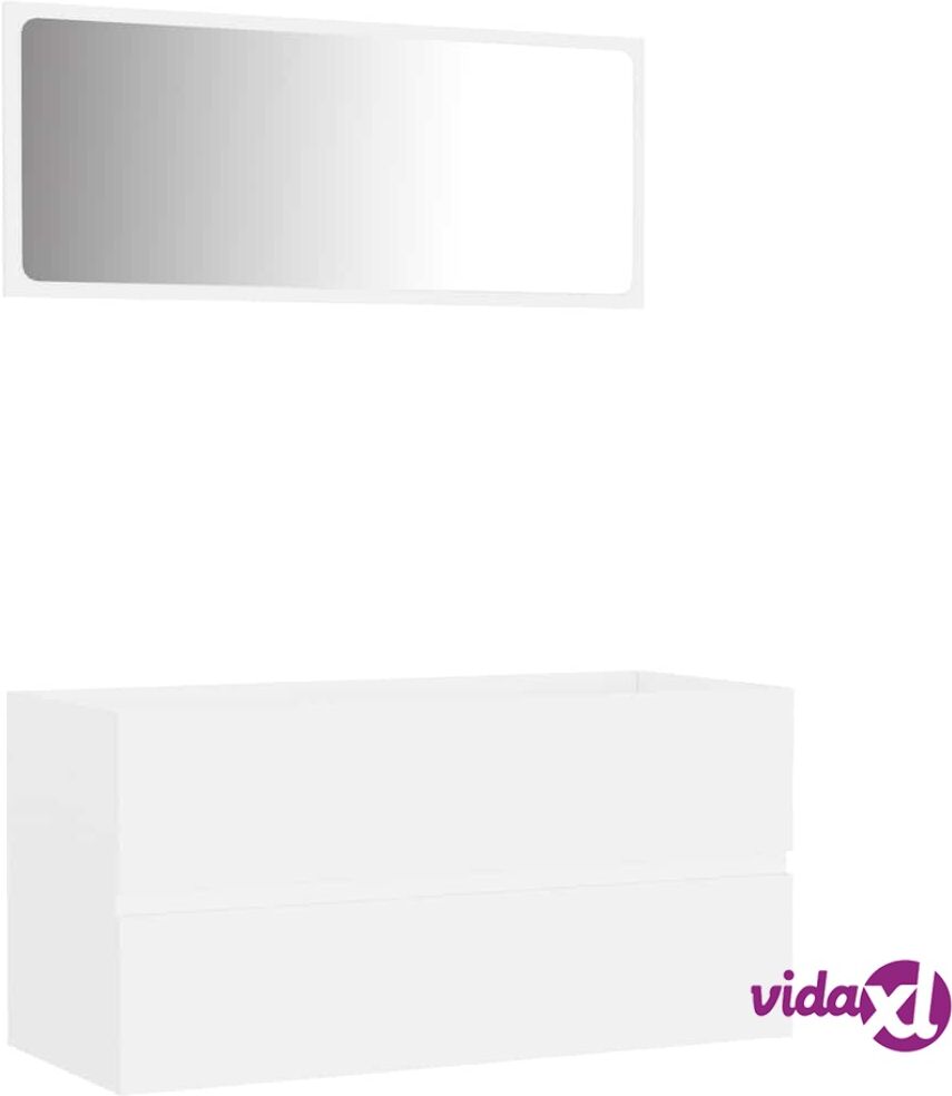 vidaXL Kaksiosainen kylpyhuoneen kalustesarja valkoinen lastulevy vidaXL Kaksiosainen kylpyhuoneen kalustesarja valkoinen lastulevy