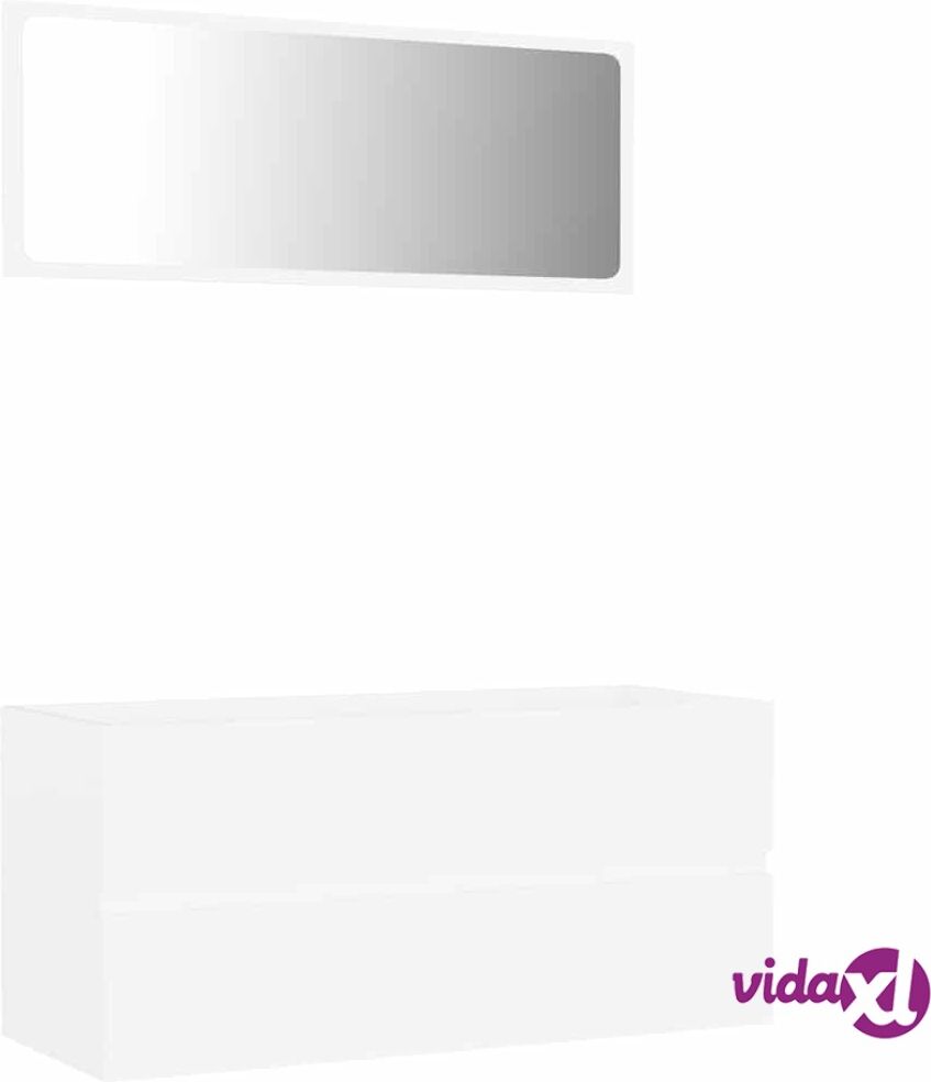 vidaXL Kaksiosainen kylpyhuoneen kalustesarja valkoinen lastulevy vidaXL Kaksiosainen kylpyhuoneen kalustesarja valkoinen lastulevy