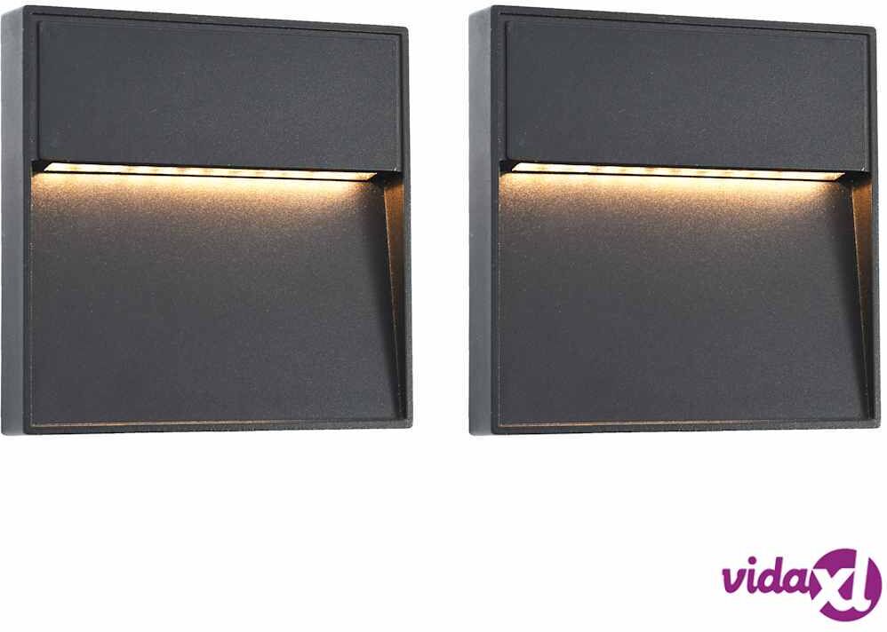 vidaXL LED-seinävalaisimet ulkotiloihin 2 kpl 3 W musta neliö vidaXL LED-seinävalaisimet ulkotiloihin 2 kpl 3 W musta neliö