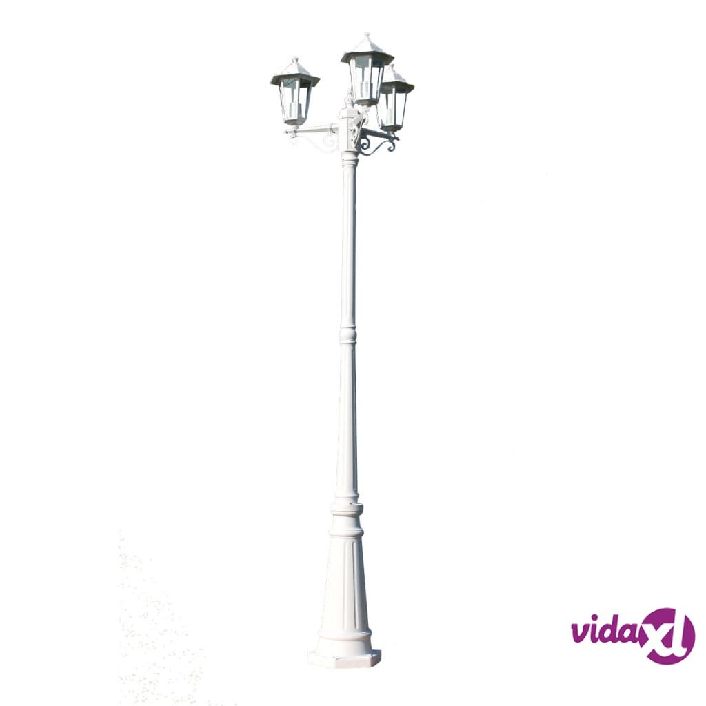 vidaXL Kingston Puutarhan Valotolppa 3-lyhtyä 215 cm Valkoinen
