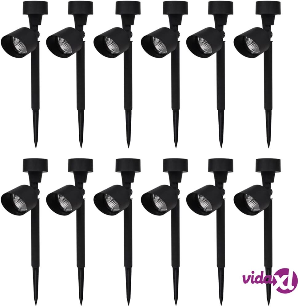 vidaXL Ulkotilan Aurinkoenergialla Toimiva LED Spottivalo Musta 12 kpl vidaXL Ulkotilan Aurinkoenergialla Toimiva LED Spottivalo Musta 12 kpl