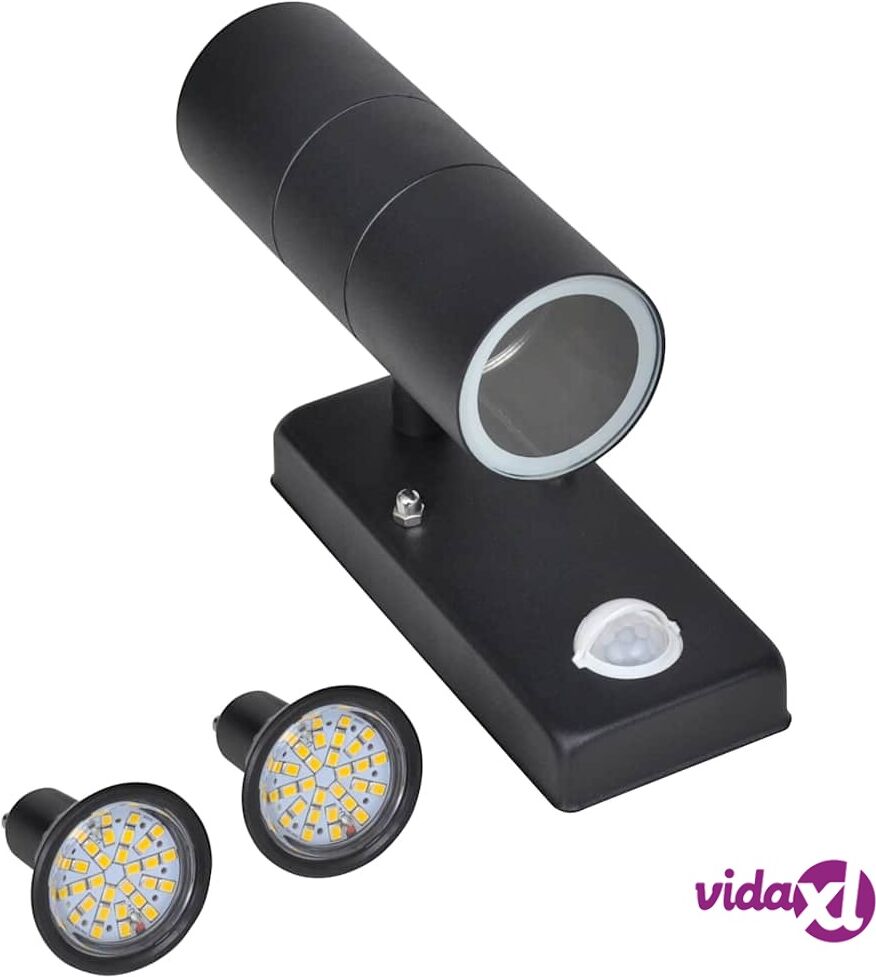 vidaXL LED Sylinterinmuotoinen Musta Seinälamppu Sensorilla Ruostumaton Teräs vidaXL LED Sylinterinmuotoinen Musta Seinälamppu Sensorilla Ruostumaton Teräs