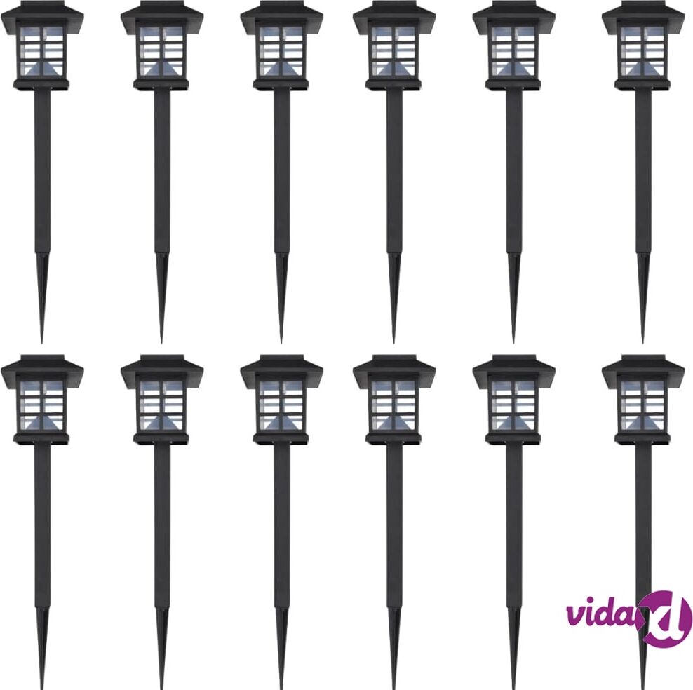 vidaXL Aurinkovoimalla Toimiva LED Ulkovalosarja 12 kpl 8,6 x 8,6 x 38 cm vidaXL Aurinkovoimalla Toimiva LED Ulkovalosarja 12 kpl 8,6 x 8,6 x 38 cm