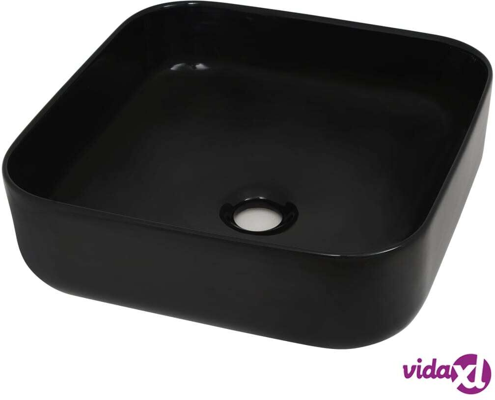 vidaXL Pesuallas keraaminen neliö 38x38x13,5 cm musta vidaXL Pesuallas keraaminen neliö 38x38x13,5 cm musta