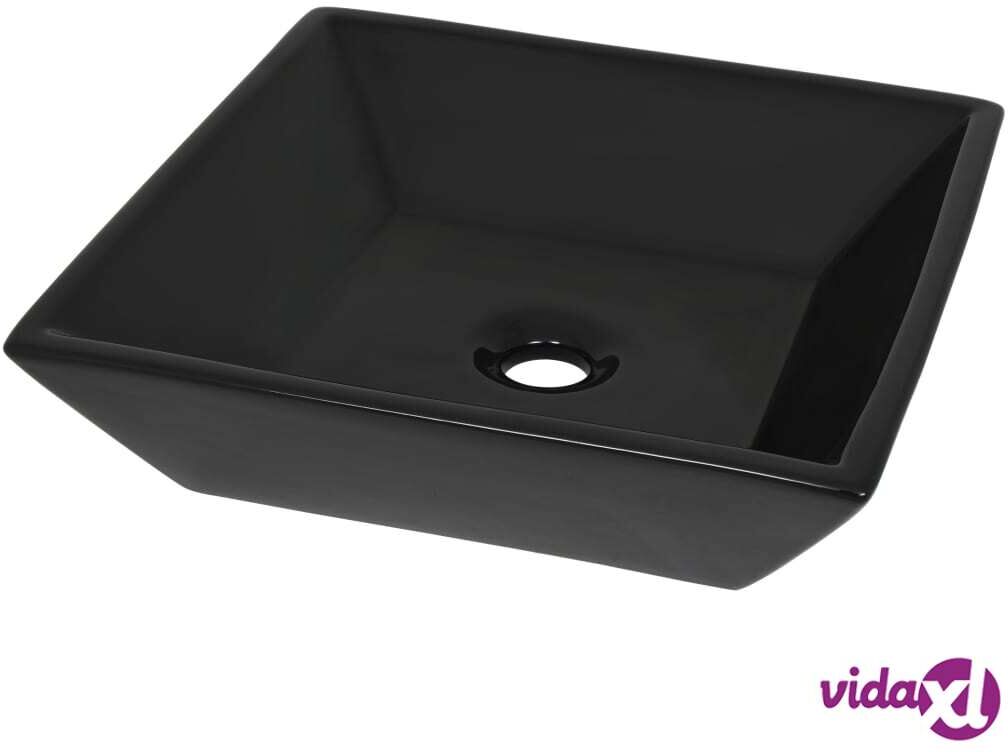 vidaXL Keraaminen pesuallas neliö musta 41,5x41,5x12 cm vidaXL Keraaminen pesuallas neliö musta 41,5x41,5x12 cm