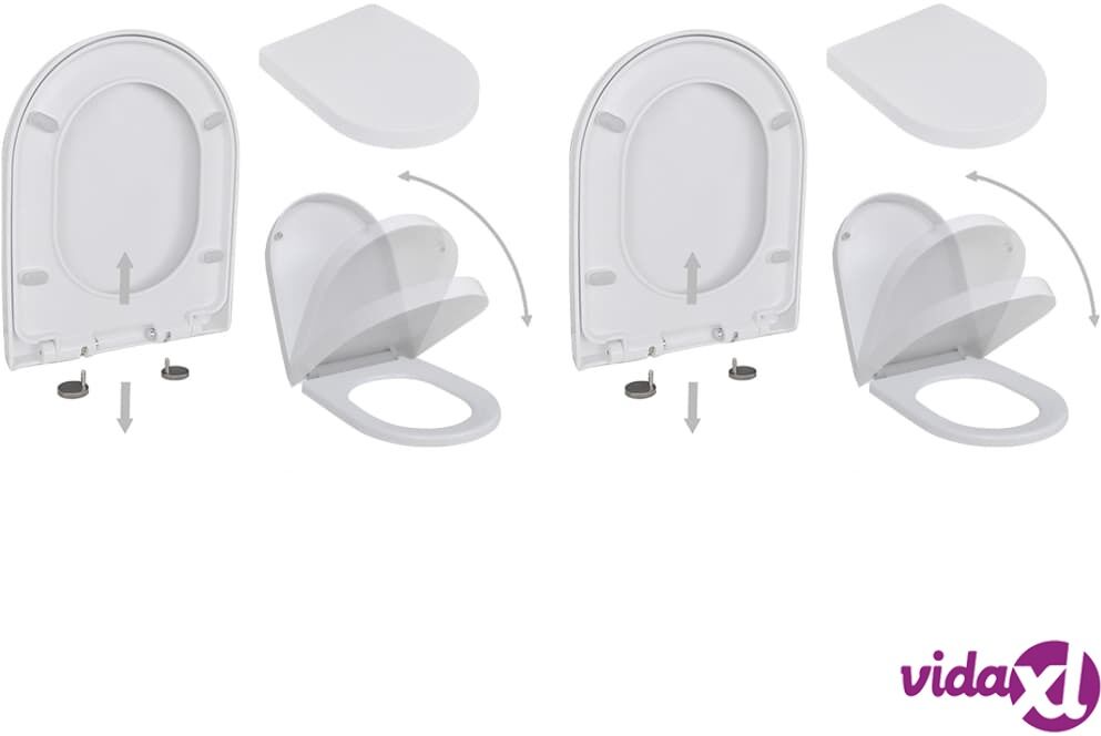 vidaXL WC-istuimet soft-close kansilla 2 kpl muovi valkoinen vidaXL WC-istuimet soft-close kansilla 2 kpl muovi valkoinen