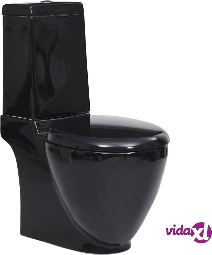 vidaXL Keraaminen WC-istuin pyöreä veden virtaus takaa musta vidaXL Keraaminen WC-istuin pyöreä veden virtaus takaa musta
