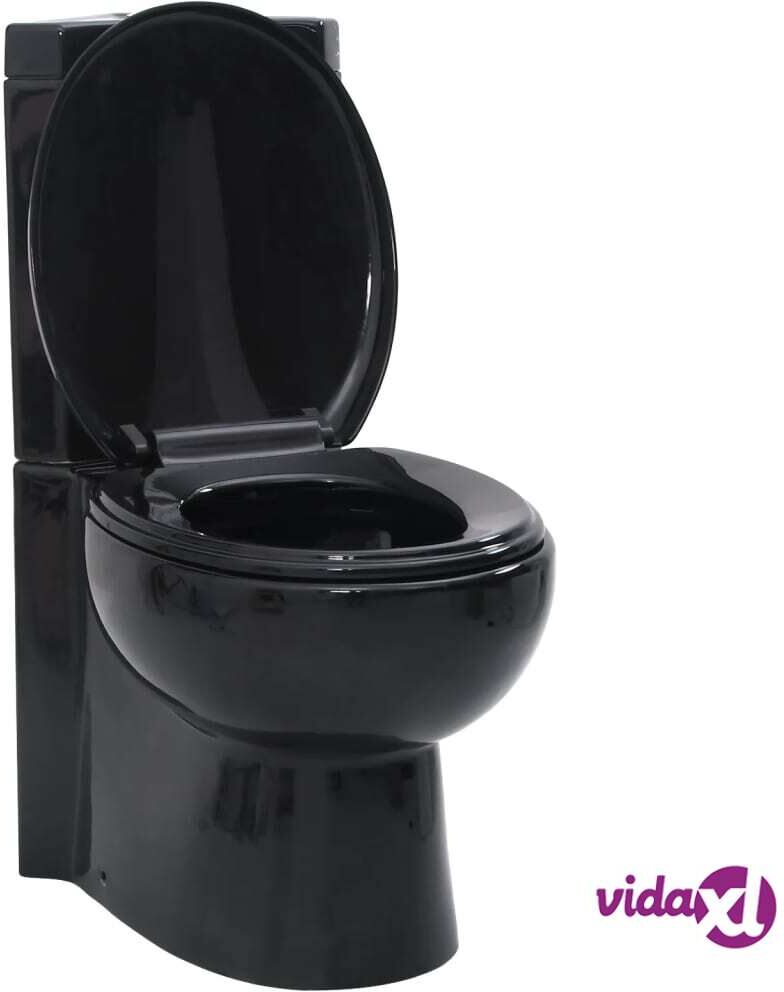 vidaXL Kylpyhuoneen Nurkkaan Asennettava WC Keraaminen Musta vidaXL Kylpyhuoneen Nurkkaan Asennettava WC Keraaminen Musta