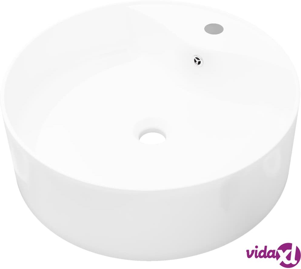vidaXL Keraaminen Pesuallas Hana-/Ylivuotoaukolla Kylpyhuone Valkoinen Pyöreä vidaXL Keraaminen Pesuallas Hana-/Ylivuotoaukolla Kylpyhuone Valkoinen Pyöreä