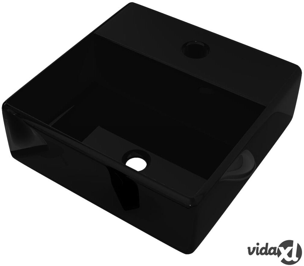 vidaXL Keraaminen Kylpyhuoneen Pesuallas Hanareiällä Musta Neliö vidaXL Keraaminen Kylpyhuoneen Pesuallas Hanareiällä Musta Neliö
