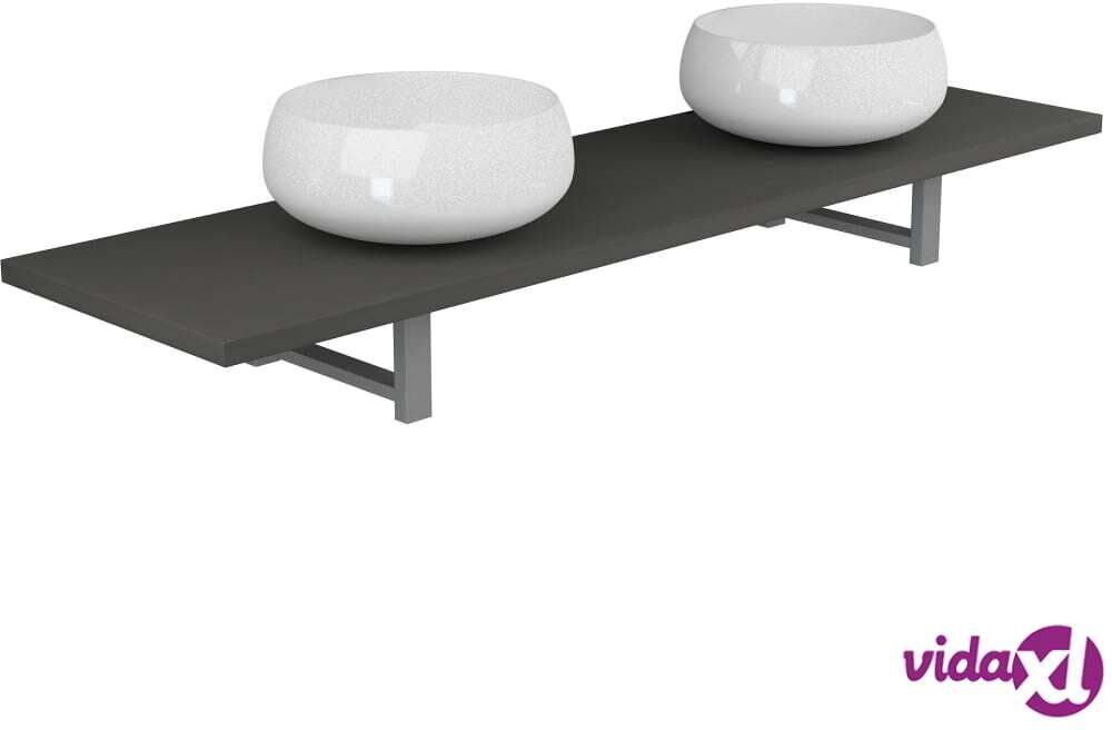 vidaXL Kolmiosainen kylpyhuoneen kalustesarja keraaminen harmaa vidaXL Kolmiosainen kylpyhuoneen kalustesarja keraaminen harmaa