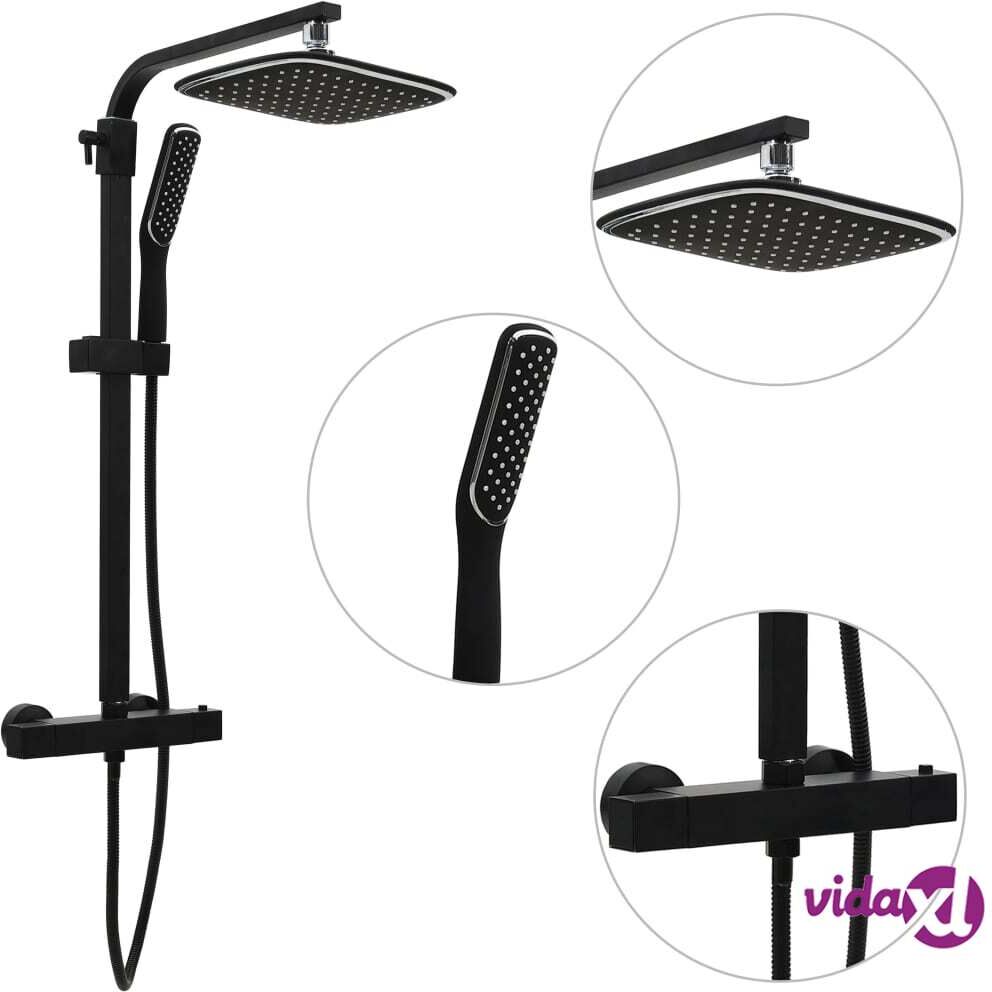 vidaXL Kaksipäinen suihkusetti sekoittimella ja letkulla musta vidaXL Kaksipäinen suihkusetti sekoittimella ja letkulla musta