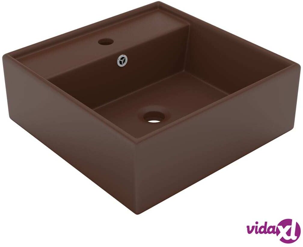 vidaXL Ylellinen pesuallas neliö matta tummanruskea 41x41 cm keraami vidaXL Ylellinen pesuallas neliö matta tummanruskea 41x41 cm keraami