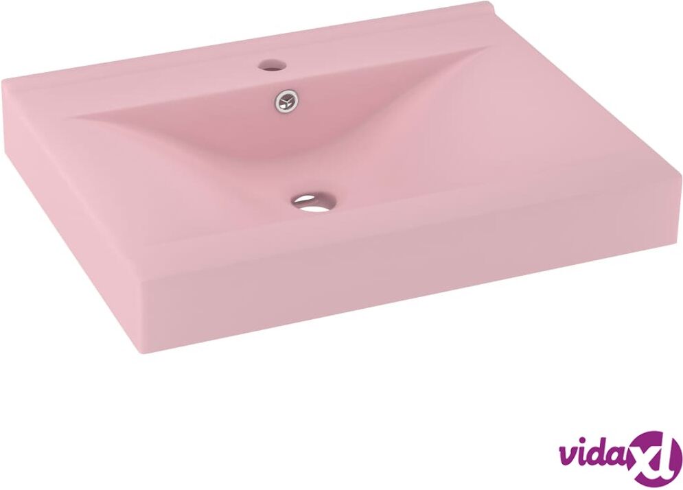 vidaXL Ylellinen pesuallas hanareiällä matta pinkki 60x46 cm keraami vidaXL Ylellinen pesuallas hanareiällä matta pinkki 60x46 cm keraami