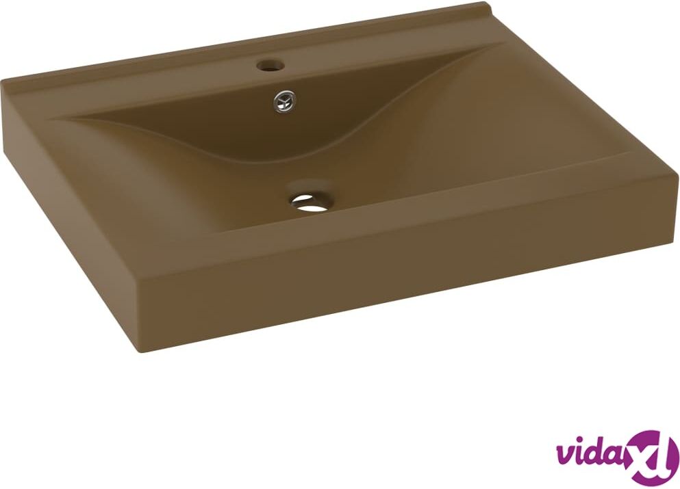 vidaXL Ylellinen pesuallas hanareiällä matta kerma 60x46 cm keraami vidaXL Ylellinen pesuallas hanareiällä matta kerma 60x46 cm keraami