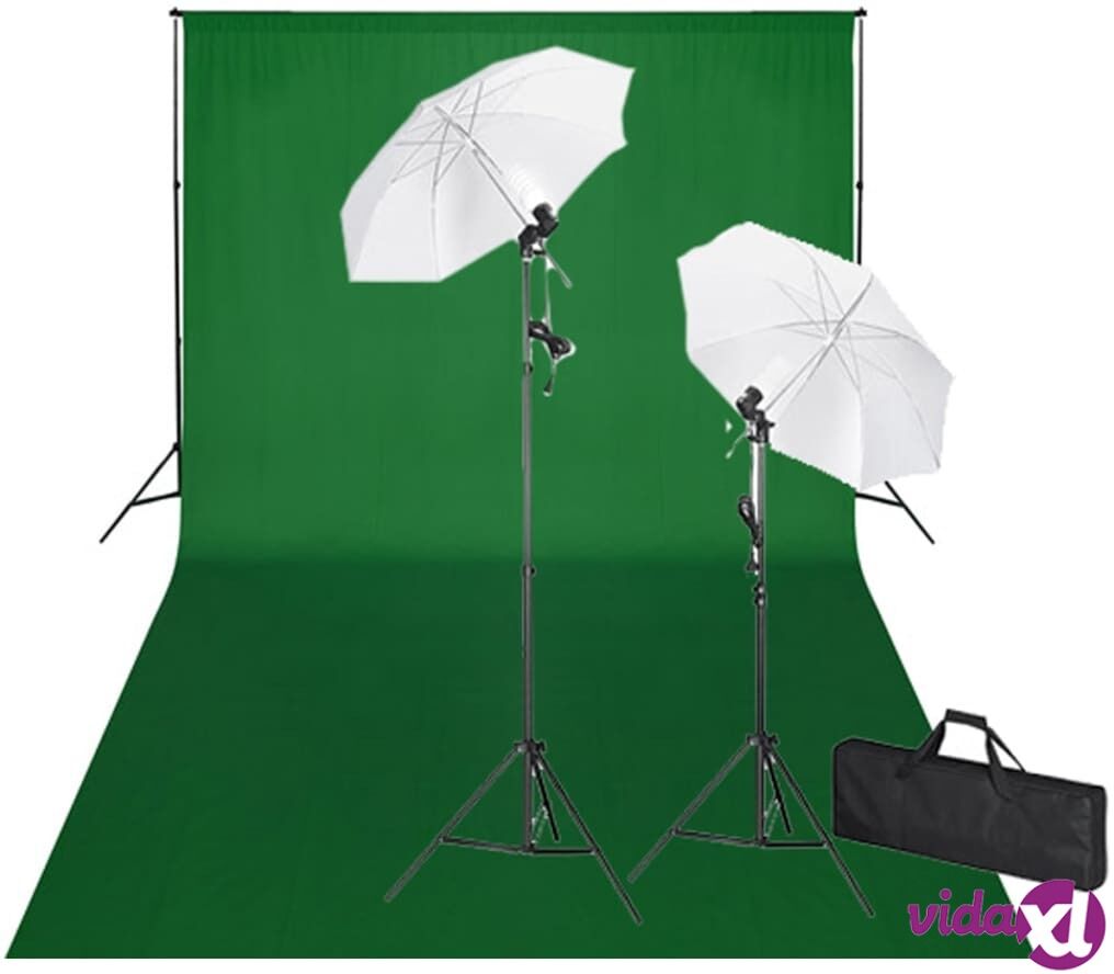 vidaXL Studiosarja vihreällä taustakankaalla 600x300 & valoilla vidaXL Studiosarja vihreällä taustakankaalla 600x300 & valoilla