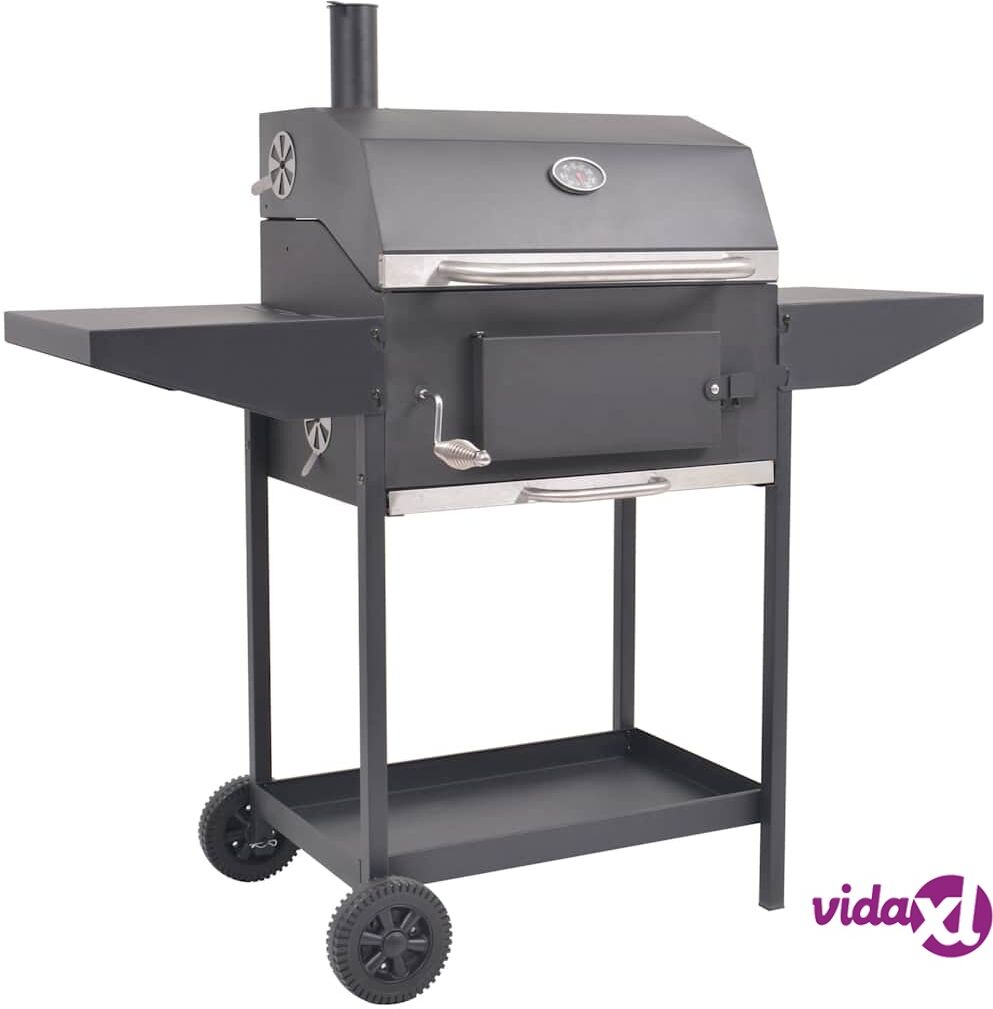 vidaXL Hiilisavustin/-grilli + alahylly musta vidaXL Hiilisavustin/-grilli + alahylly musta