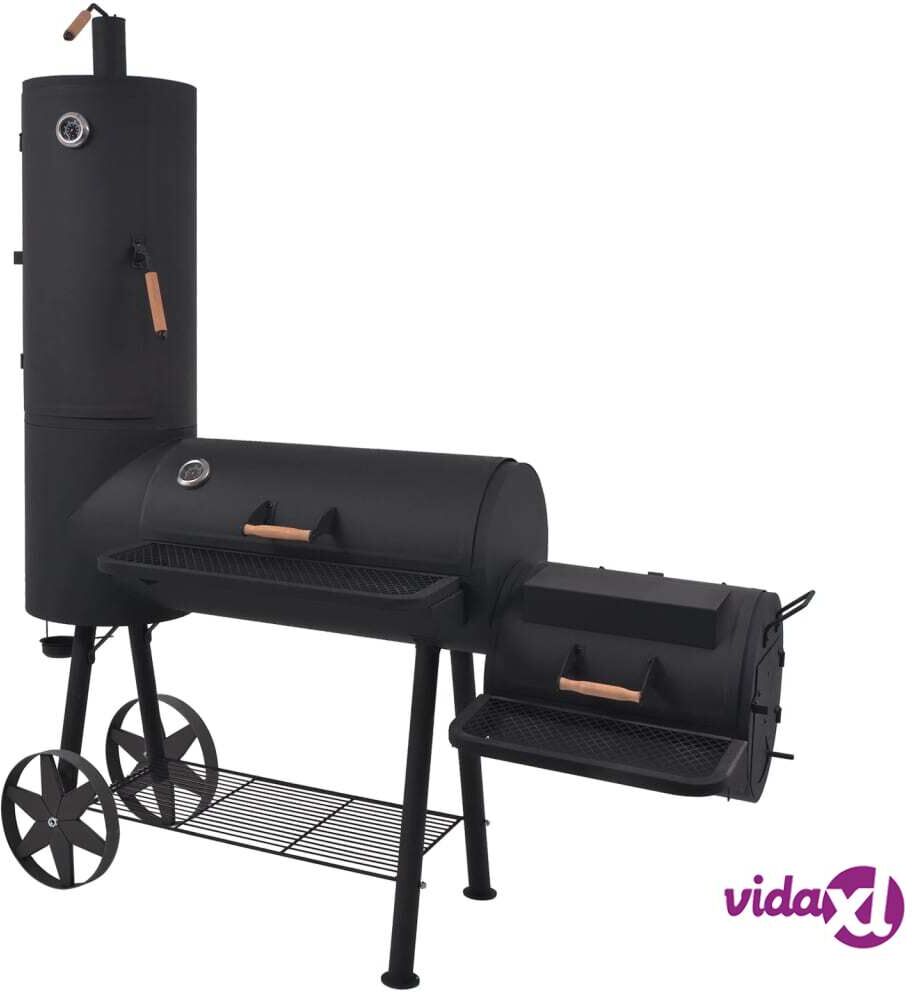 vidaXL Hiilisavustin/-grilli + alahylly Musta Lujatekoinen XXL vidaXL Hiilisavustin/-grilli + alahylly Musta Lujatekoinen XXL