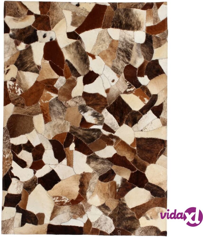 vidaXL Matto aito nahka tilkkutyö 120x170 cm ruskea/valkoinen vidaXL Matto aito nahka tilkkutyö 120x170 cm ruskea/valkoinen