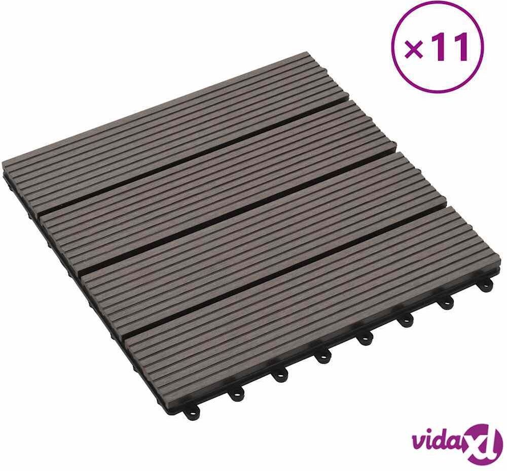 vidaXL Lattialaatat 11 kpl WPC 30x30 cm 1 m² tummanruskea vidaXL Lattialaatat 11 kpl WPC 30x30 cm 1 m² tummanruskea
