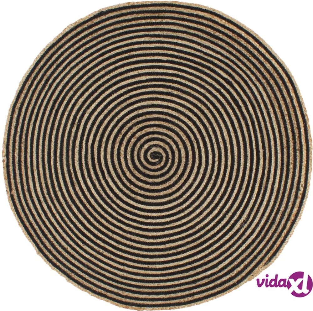 vidaXL Käsintehty pyöreä juuttimatto mustalla spiraalikuviolla 90 cm vidaXL Käsintehty pyöreä juuttimatto mustalla spiraalikuviolla 90 cm
