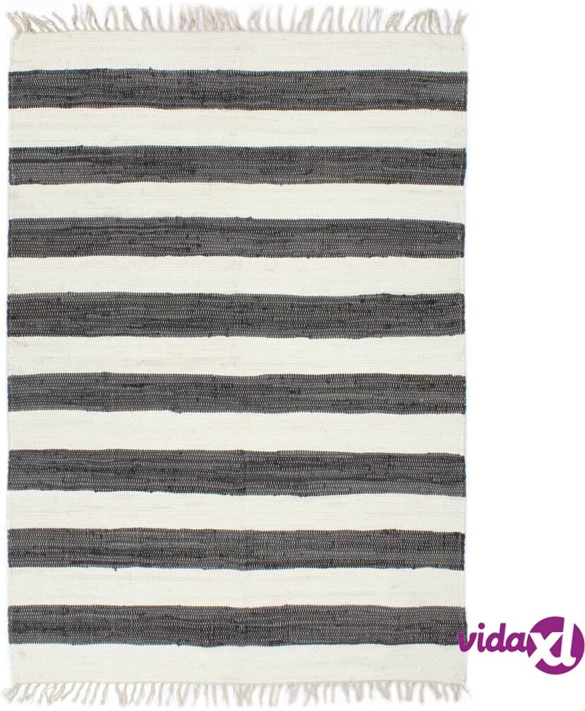 vidaXL Käsin kudottu chindi-matto puuvilla 120x170cm antrasiitti/valk. vidaXL Käsin kudottu chindi-matto puuvilla 120x170cm antrasiitti/valk.