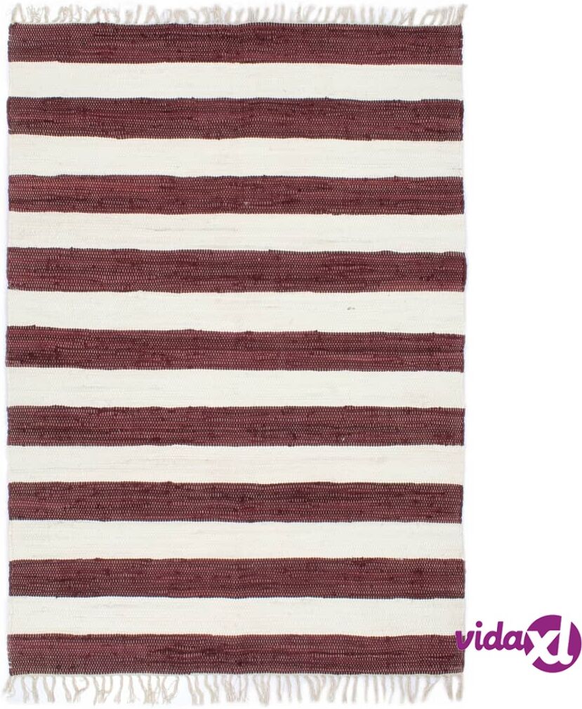 vidaXL Käsin kudottu chindi-matto puuvilla 200x290 cm burgundi/valk. vidaXL Käsin kudottu chindi-matto puuvilla 200x290 cm burgundi/valk.