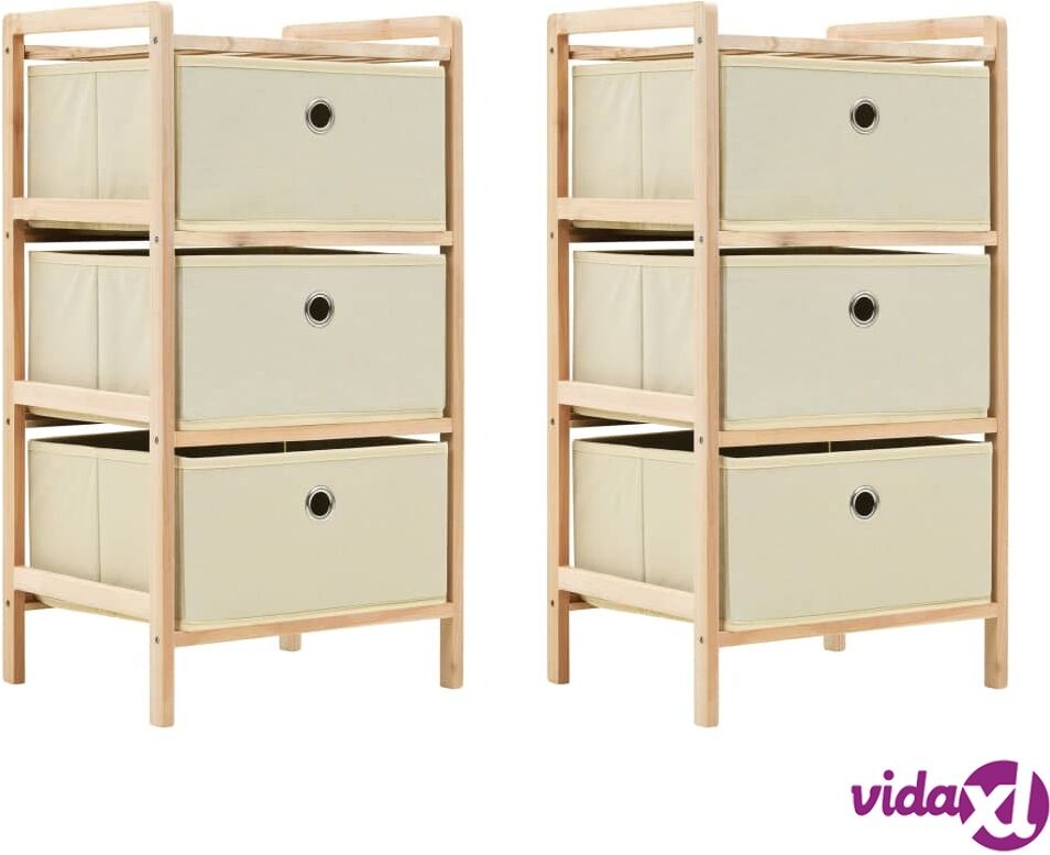 vidaXL Säilytystelineet 3 kangaskorilla 2 kpl setripuu beige vidaXL Säilytystelineet 3 kangaskorilla 2 kpl setripuu beige