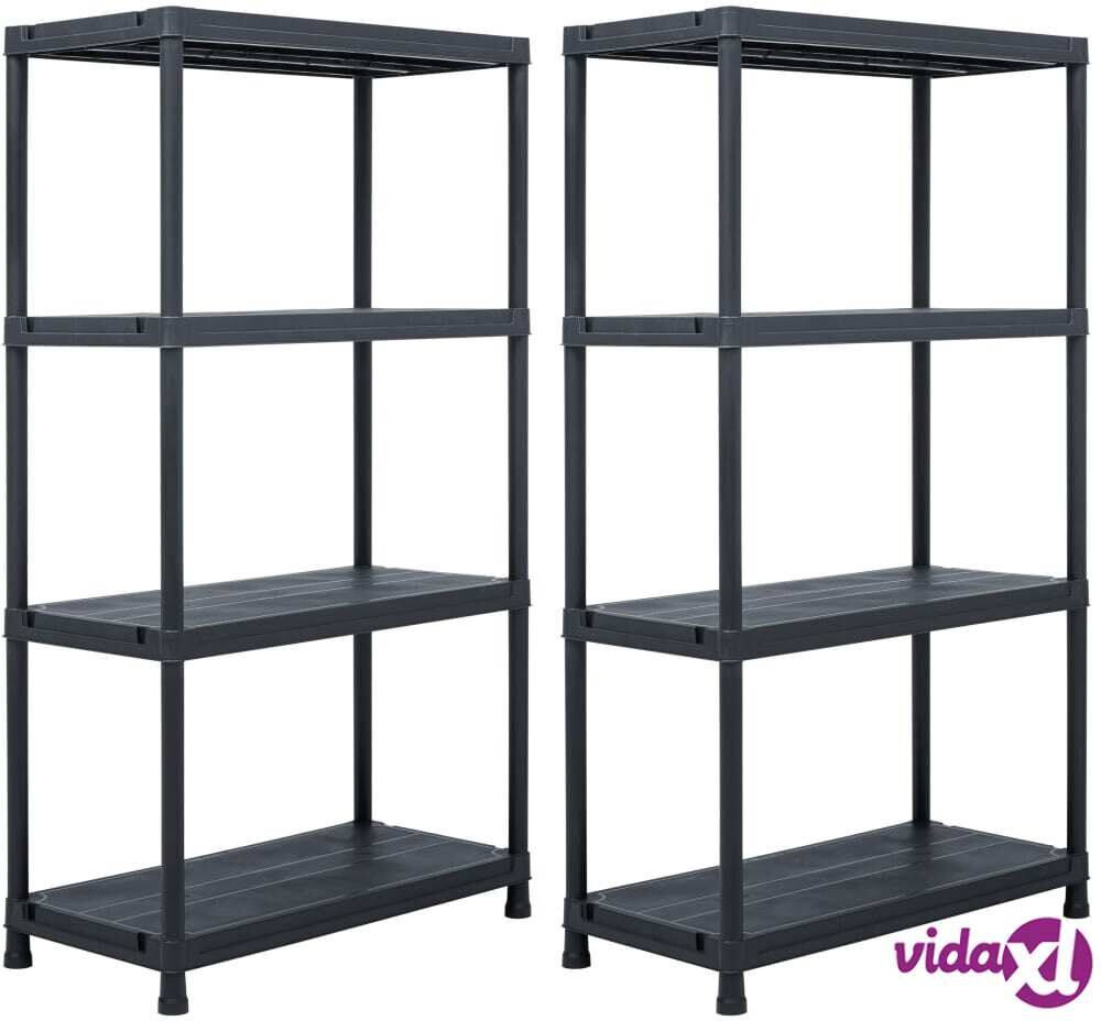 vidaXL Varastohyllyt 2 kpl 100 kg muovi 60x30x138 cm musta vidaXL Varastohyllyt 2 kpl 100 kg muovi 60x30x138 cm musta