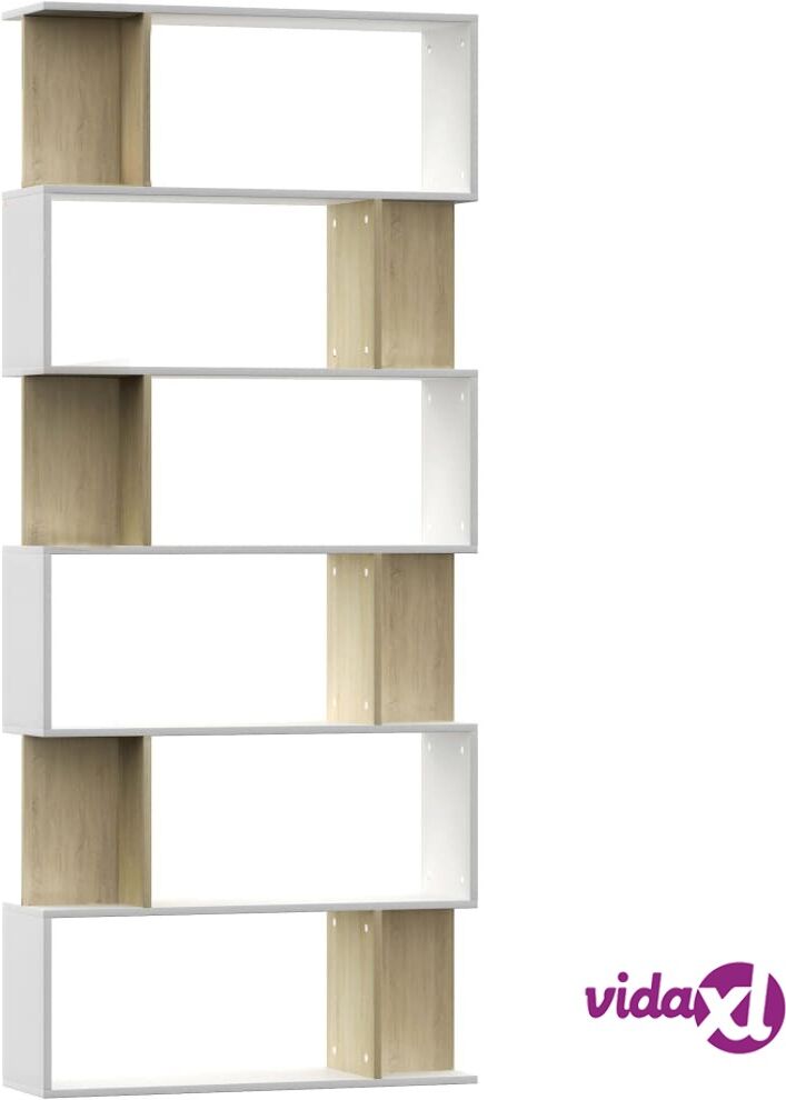 vidaXL Kirjahylly/tilanjakaja valk/Sonoma tammi 80x24x192 cm lastulevy vidaXL Kirjahylly/tilanjakaja valk/Sonoma tammi 80x24x192 cm lastulevy