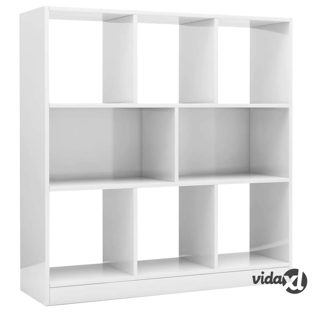 vidaXL Kirjahylly korkeakiilto valkoinen 97,5x29,5x100 cm lastulevy