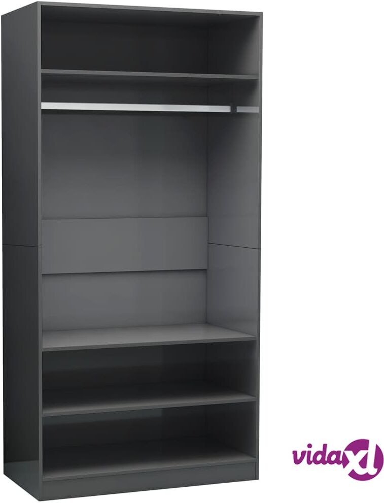 vidaXL Vaatekaappi korkeakiilto harmaa 100x50x200 cm lastulevy vidaXL Vaatekaappi korkeakiilto harmaa 100x50x200 cm lastulevy