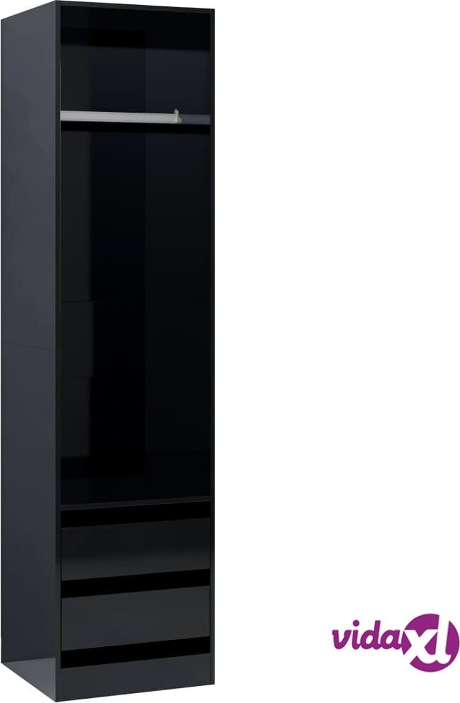 vidaXL Vaatekaappi vetolaatikoilla musta 50x50x200 cm lastulevy vidaXL Vaatekaappi vetolaatikoilla musta 50x50x200 cm lastulevy