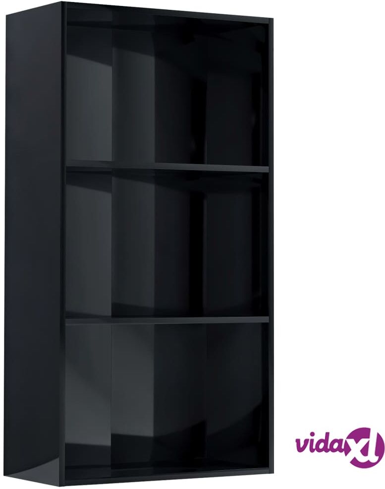 vidaXL 3-tasoinen kirjahylly korkeakiilto musta 60x30x114 cm lastulevy vidaXL 3-tasoinen kirjahylly korkeakiilto musta 60x30x114 cm lastulevy
