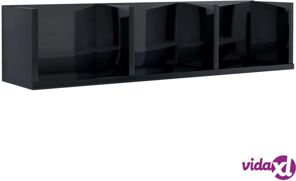 vidaXL CD-seinähylly korkeakiilto musta 75x18x18 cm lastulevy vidaXL CD-seinähylly korkeakiilto musta 75x18x18 cm lastulevy