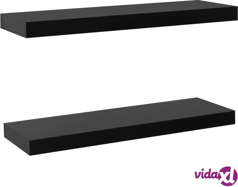 vidaXL Kelluvat seinähyllyt 2 kpl musta 60x20x3,8 cm vidaXL Kelluvat seinähyllyt 2 kpl musta 60x20x3,8 cm