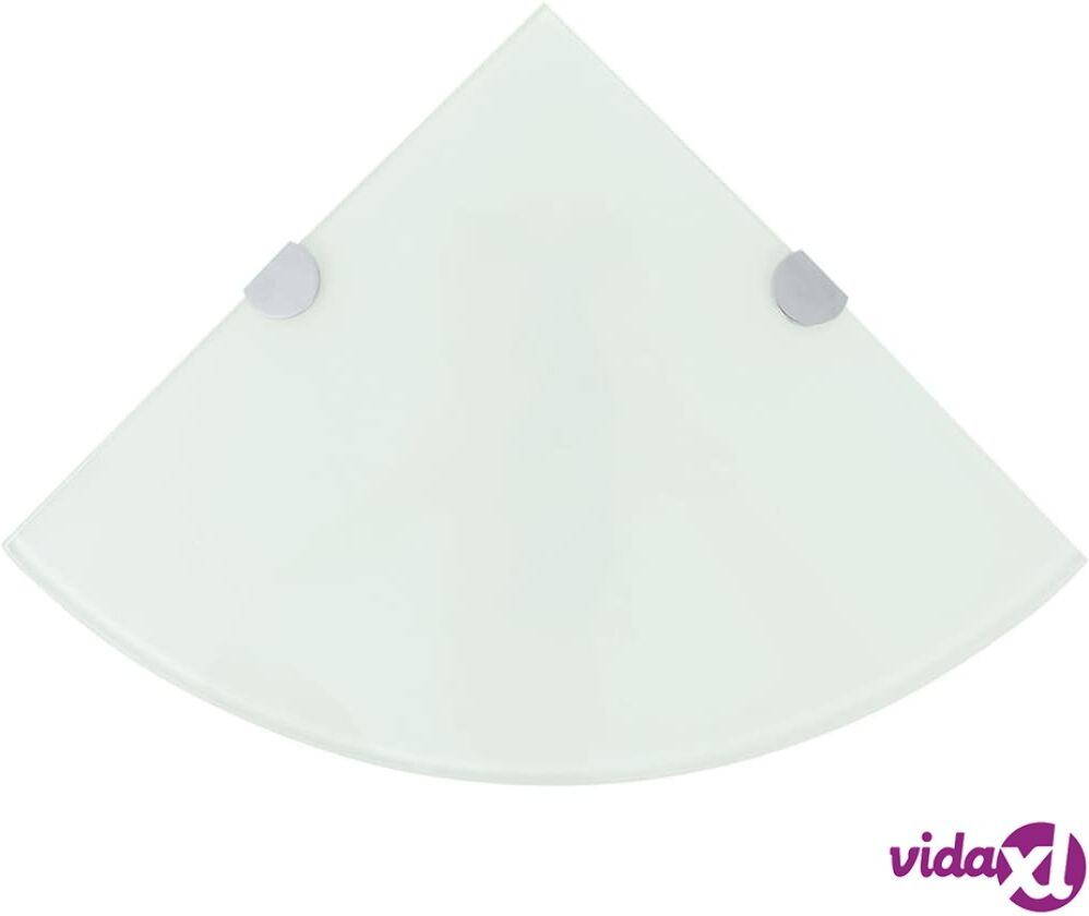 vidaXL Kulmahyllyt 2 kpl kromisilla kiinnikkeillä valk. lasi 35x35 cm vidaXL Kulmahyllyt 2 kpl kromisilla kiinnikkeillä valk. lasi 35x35 cm