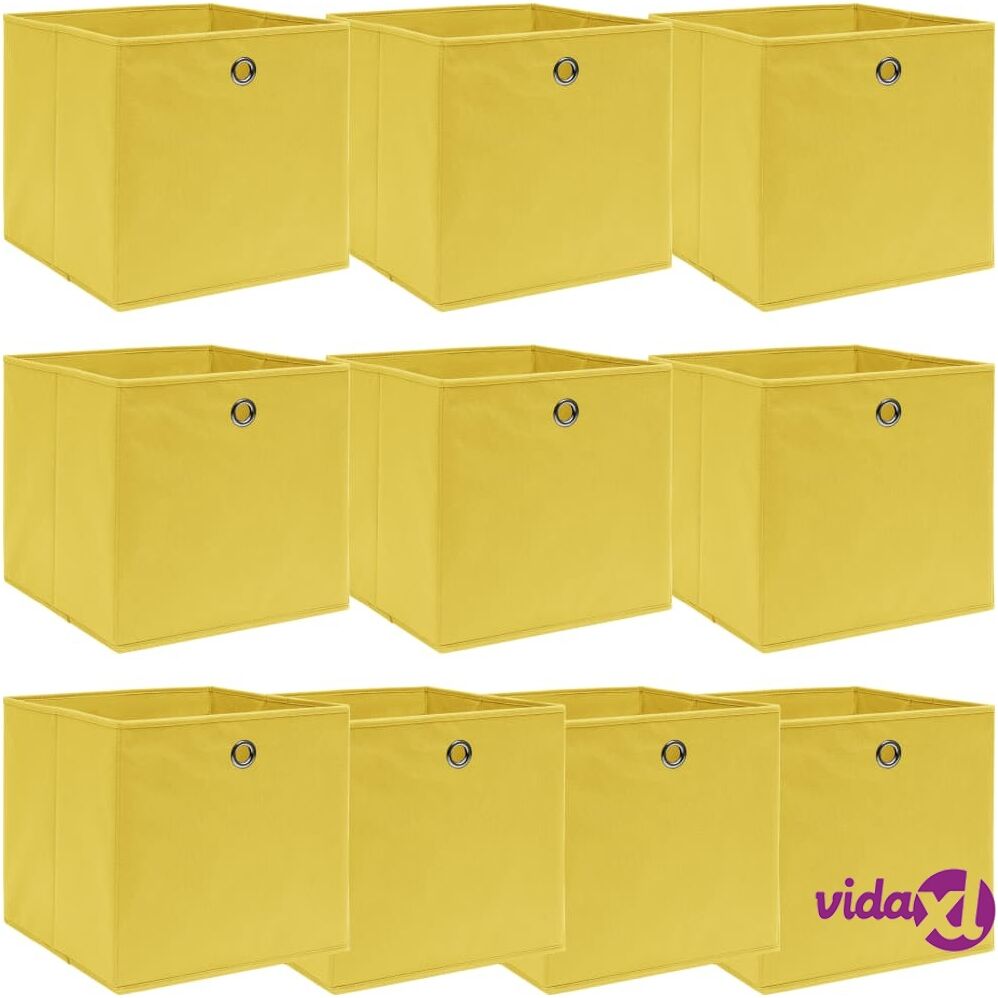 vidaXL Säilytyslaatikot 10 kpl keltainen 32x32x32 cm kangas vidaXL Säilytyslaatikot 10 kpl keltainen 32x32x32 cm kangas