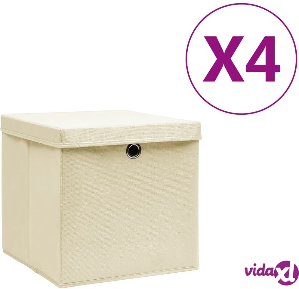 vidaXL Säilytyslaatikot kansilla 4 kpl 28x28x28 cm kerma vidaXL Säilytyslaatikot kansilla 4 kpl 28x28x28 cm kerma