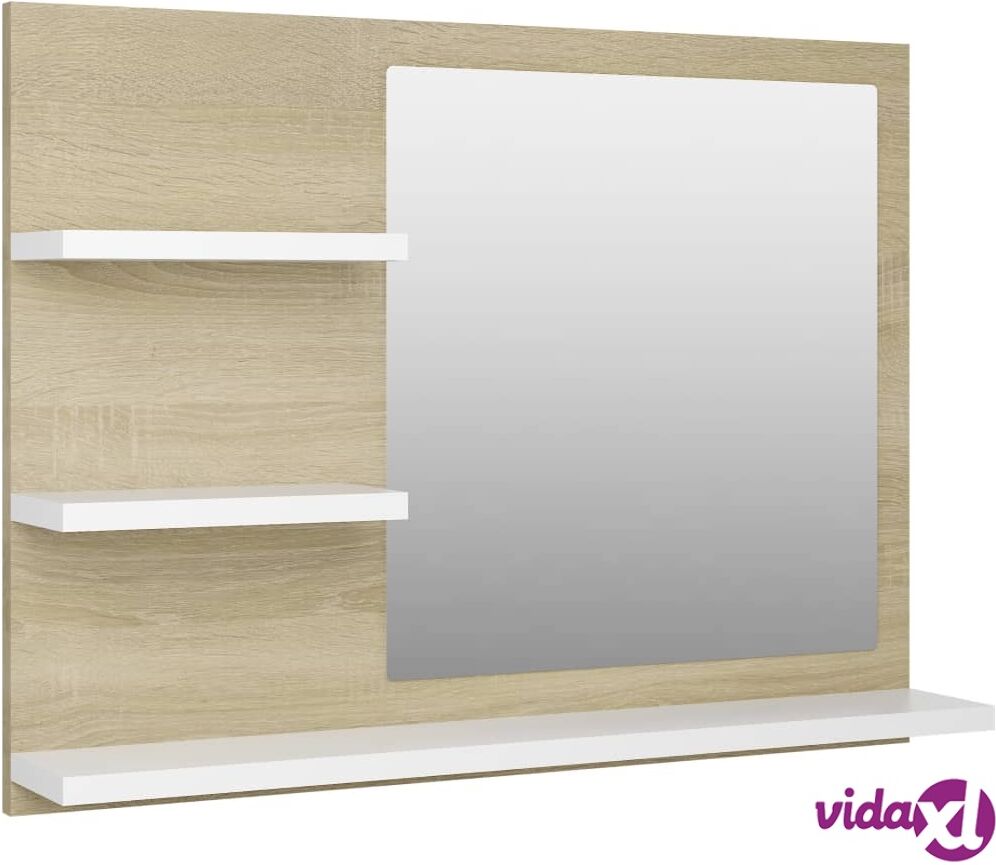 vidaXL Kylpyhuonepeili valkoinen & Sonoma-tammi 60x10,5x45cm lastulevy vidaXL Kylpyhuonepeili valkoinen & Sonoma-tammi 60x10,5x45cm lastulevy