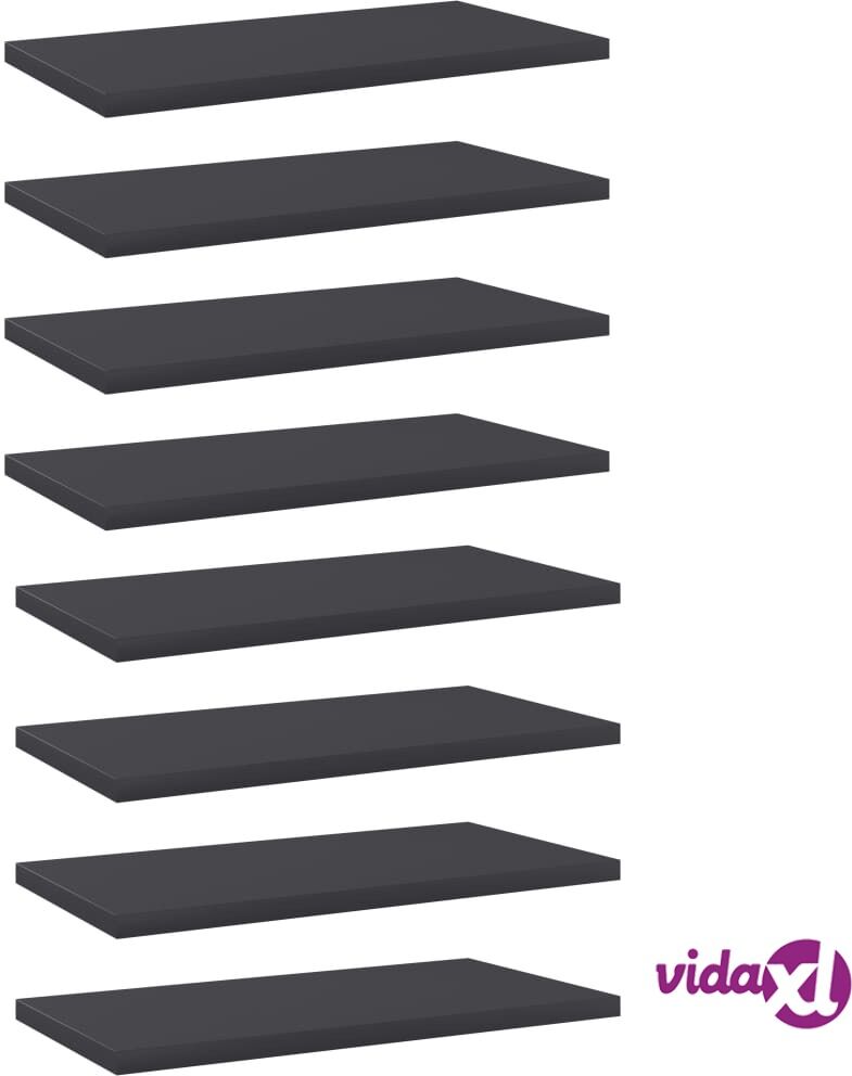 vidaXL Kirjahyllytasot 8 kpl harmaa 40x20x1,5 cm lastulevy vidaXL Kirjahyllytasot 8 kpl harmaa 40x20x1,5 cm lastulevy
