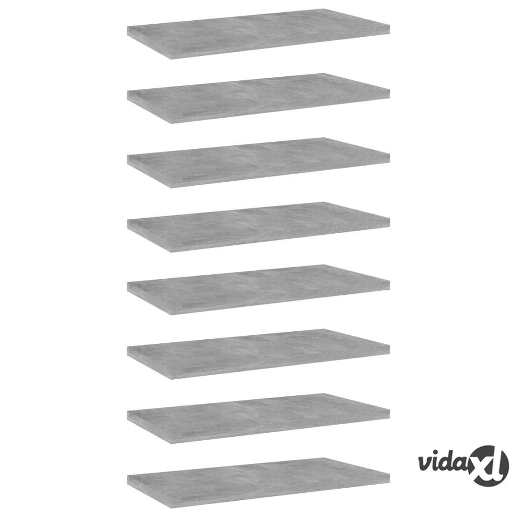 vidaXL Kirjahyllytasot 8 kpl betoninharmaa 40x20x1,5 cm lastulevy