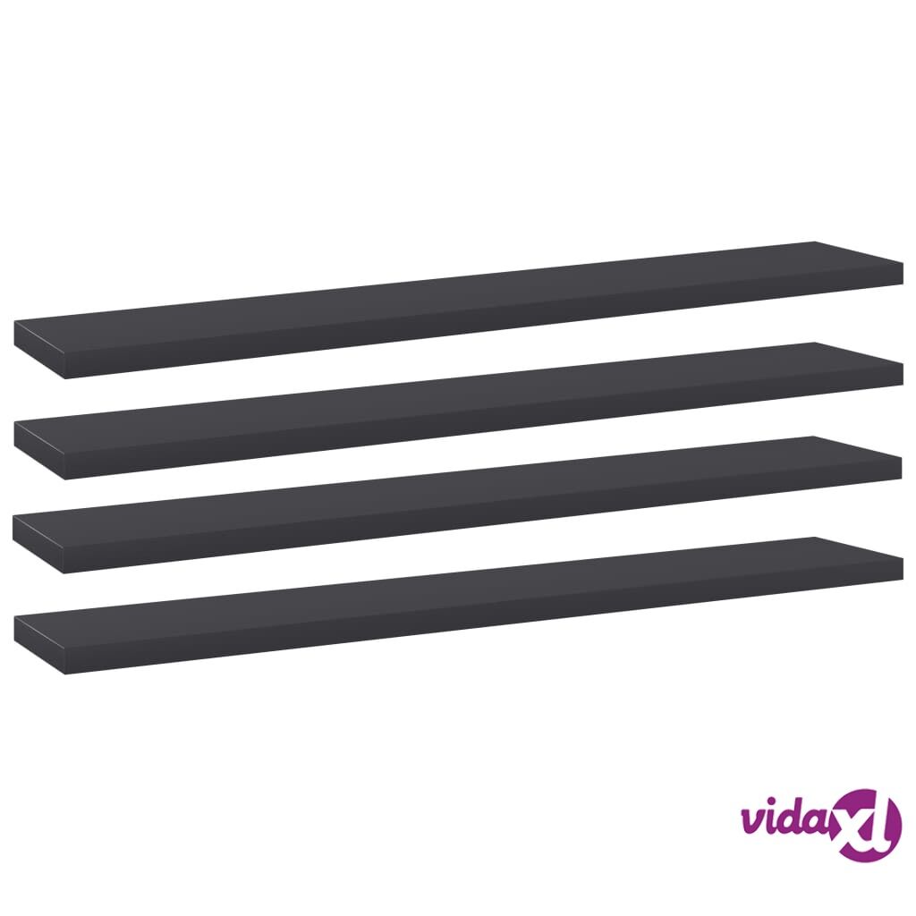 vidaXL Kirjahyllytasot 4 kpl harmaa 60x10x1,5 cm lastulevy