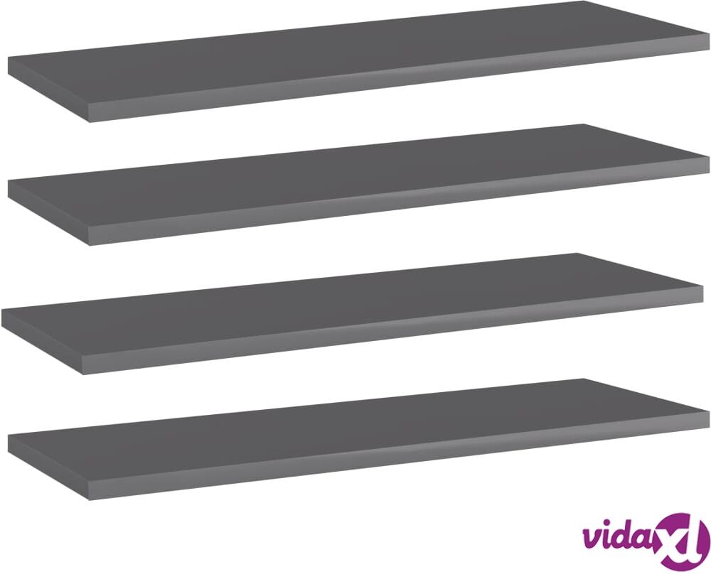 vidaXL Kirjahyllytasot 4 kpl korkeakiilto harmaa 60x20x1,5cm lastulevy vidaXL Kirjahyllytasot 4 kpl korkeakiilto harmaa 60x20x1,5cm lastulevy