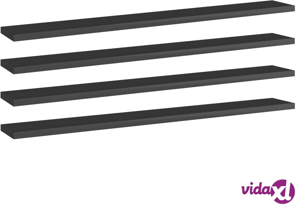 vidaXL Kirjahyllytasot 4 kpl korkeakiilto musta 80x10x1,5 cm lastulevy vidaXL Kirjahyllytasot 4 kpl korkeakiilto musta 80x10x1,5 cm lastulevy
