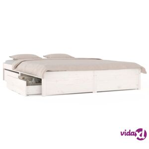 vidaXL Sängynrunko laatikoilla valkoinen 135x190 cm 4FT6 Double