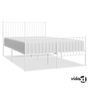vidaXL Metallinen sängynrunko päädyillä valkoinen 140x200 cm